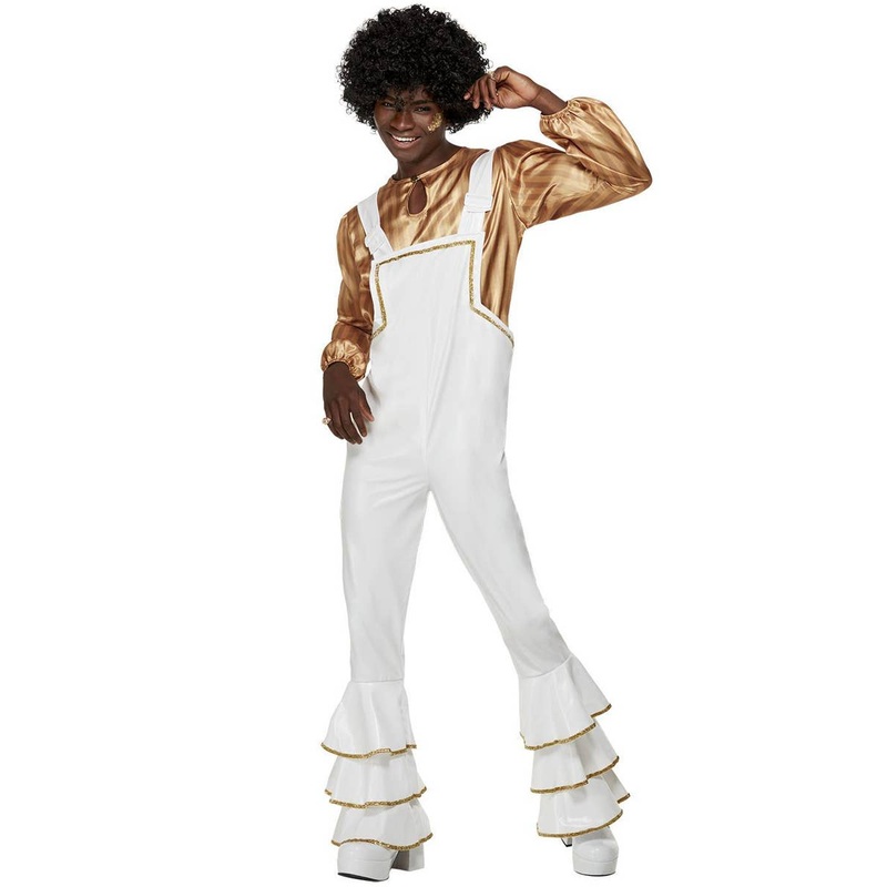1970s Glam White and Gold Mens Costume