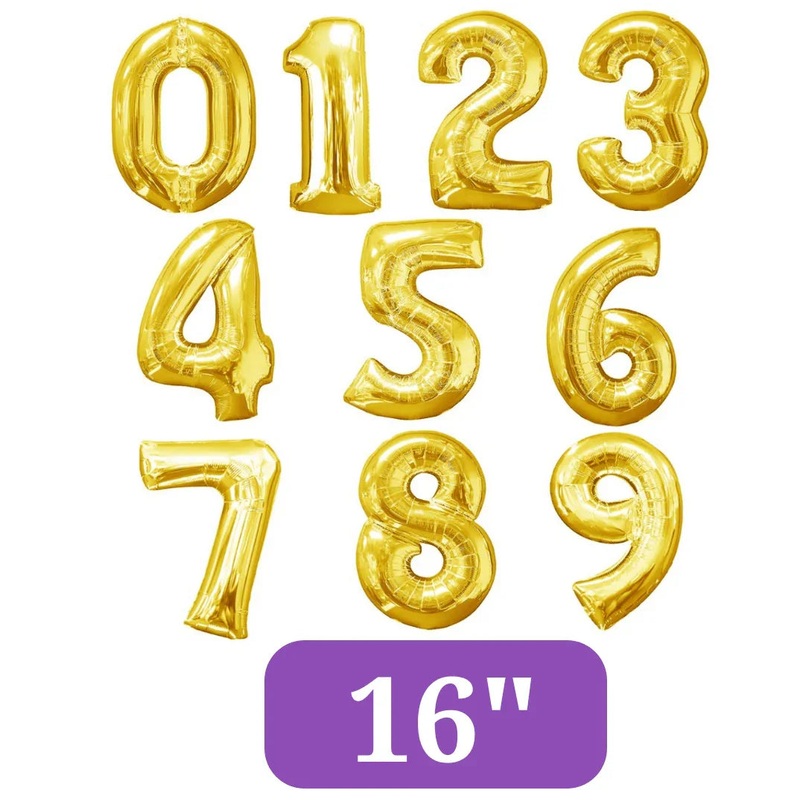 Air Filled Gold Number Balloons 16 | 1 ct
