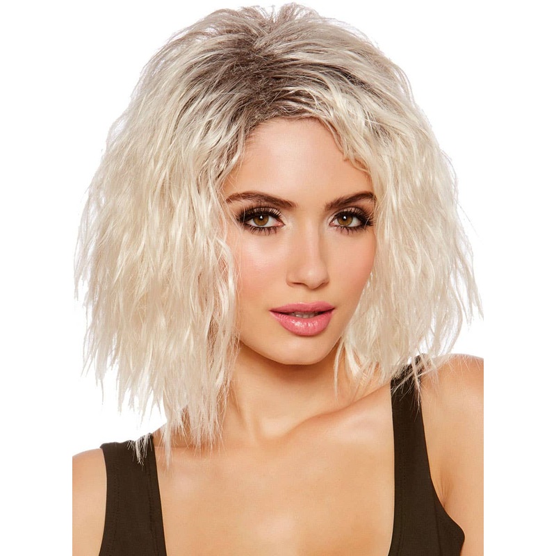 Loose Beach Waves Womens Bob Costume Wig with Dark Roots