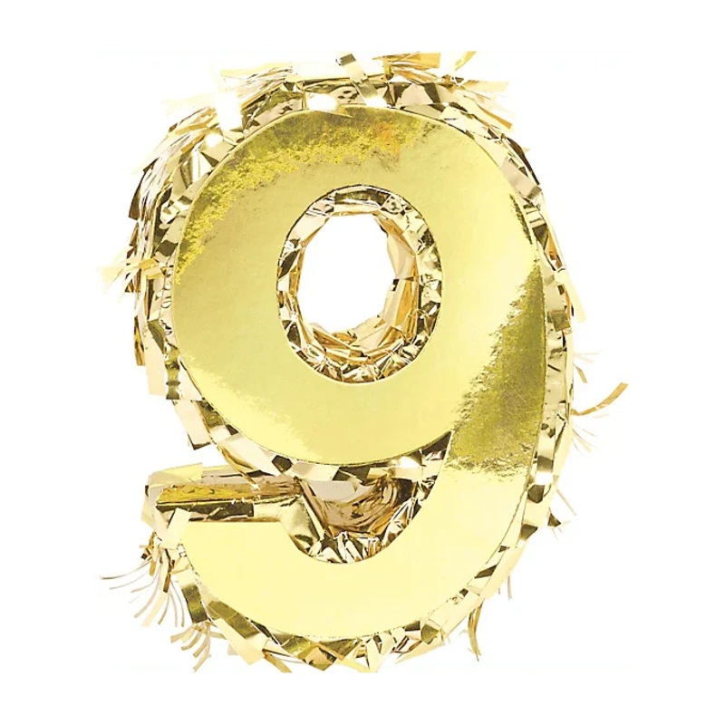 Metallic Gold Fringe Number Mini Piata 6 | 1ct