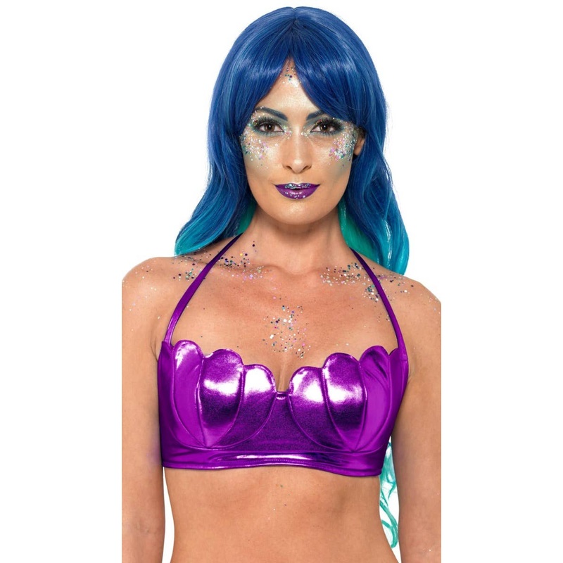 Metallic Purple Womens Sexy Mermaid Shell Bra Costume Accessory