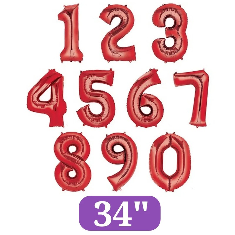 Red Jumbo Number Balloons 34|1|2|3|4|5|6|7|8|9|0