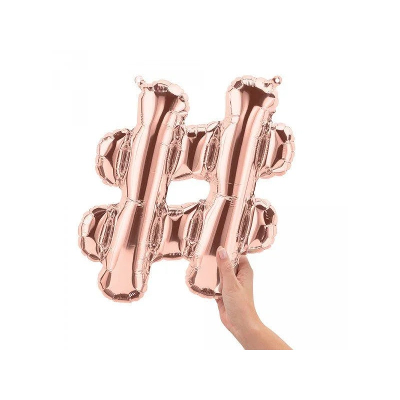 Rose Gold Mylar Hashtag Letter Balloon, 13.5 | 1 ct
