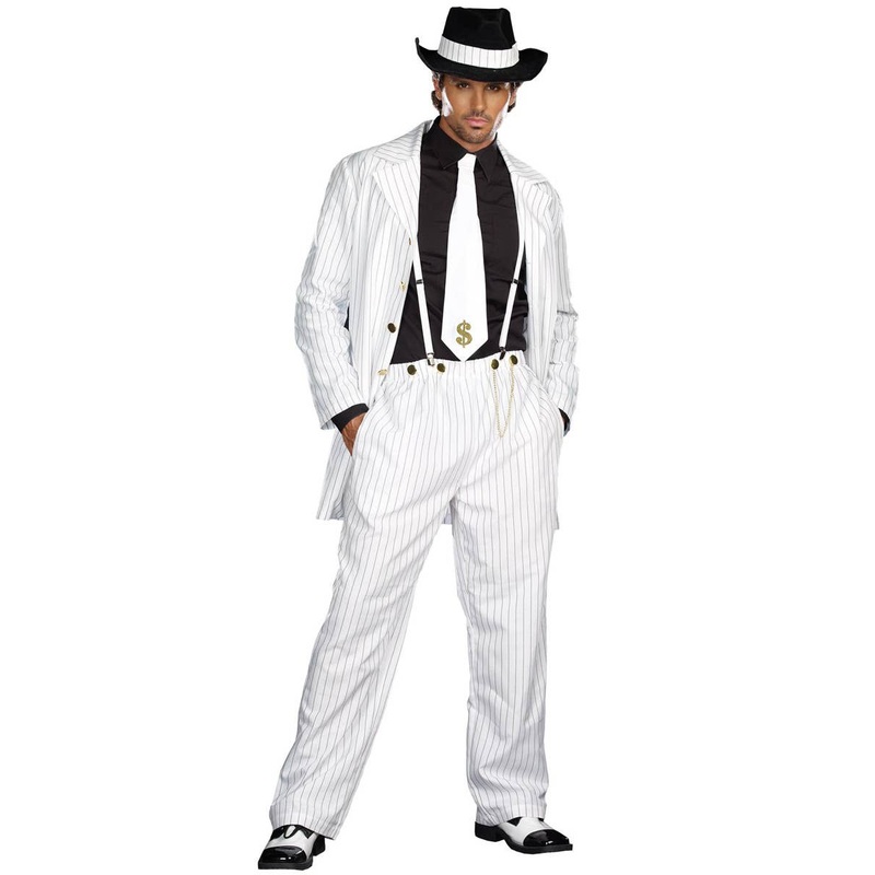 Zoot Suit Riot Mens Plus Size White 1940s Gangster Costume