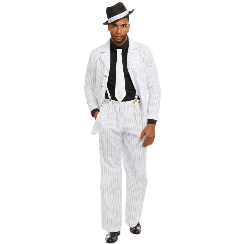 Zoot Suit Riot Mens White 1940s Gangster Costume