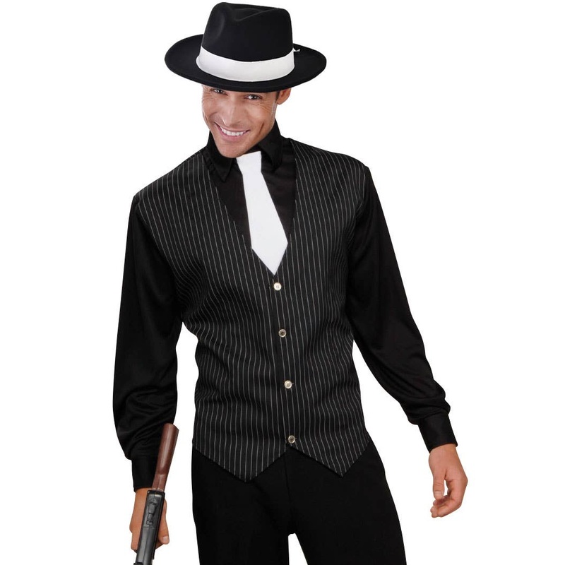1920s Gangster Mens Pinstripe Costume Shirt with Tie