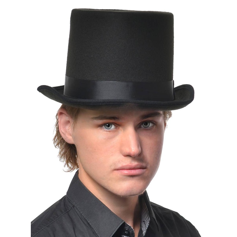 Black Felt Mens Deluxe Gentleman's Tall Top Hat