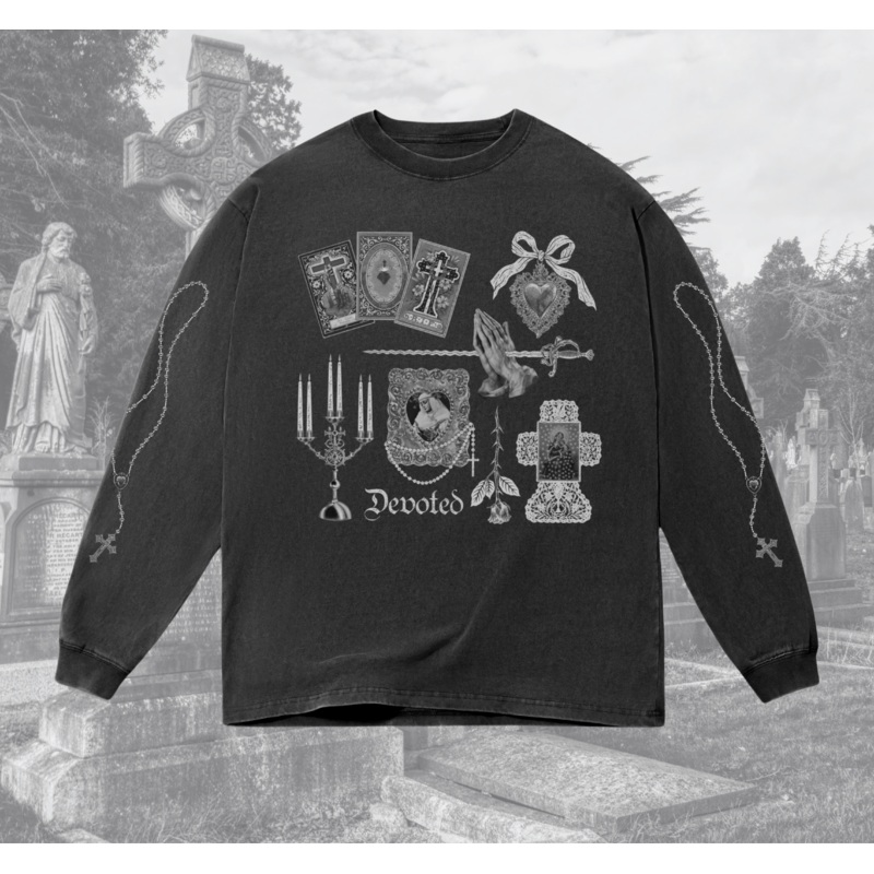 Devoted Oversized Long Sleeve|S|M|L|XL|2XL|3XL|Black|Vintage Wash