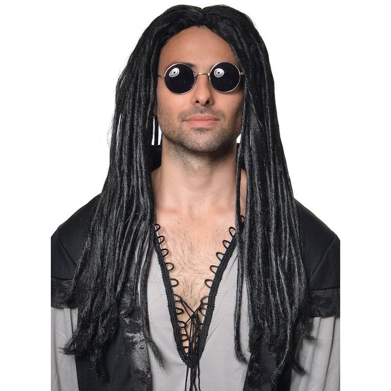 Dreadful Pirate Mens Black Dreadlocks Costume Wig