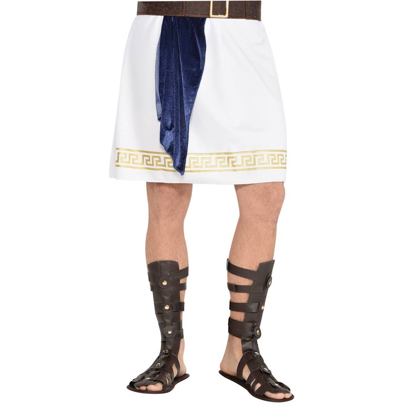 Gladiator Brown Leather Look Mens Costume Sandals
