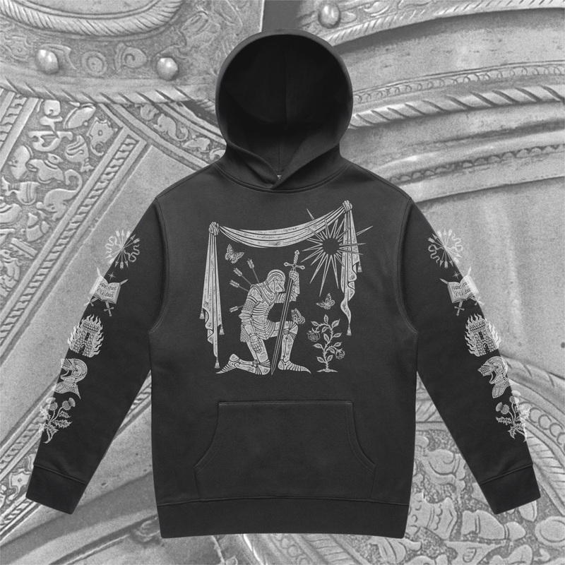 Kneeling Knight Hoodie|S|M|L|XL|2XL|3XL|Vintage Wash|Black