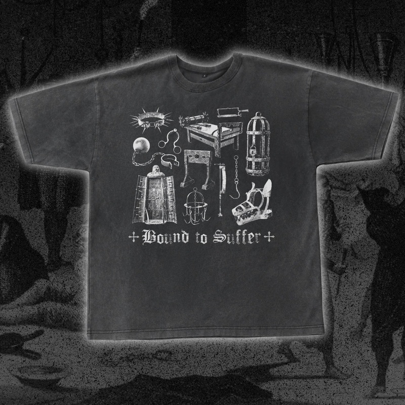 Bound to Suffer Oversized Tee|S|M|L|XL|2XL|3XL|4XL|Black|Vintage Wash