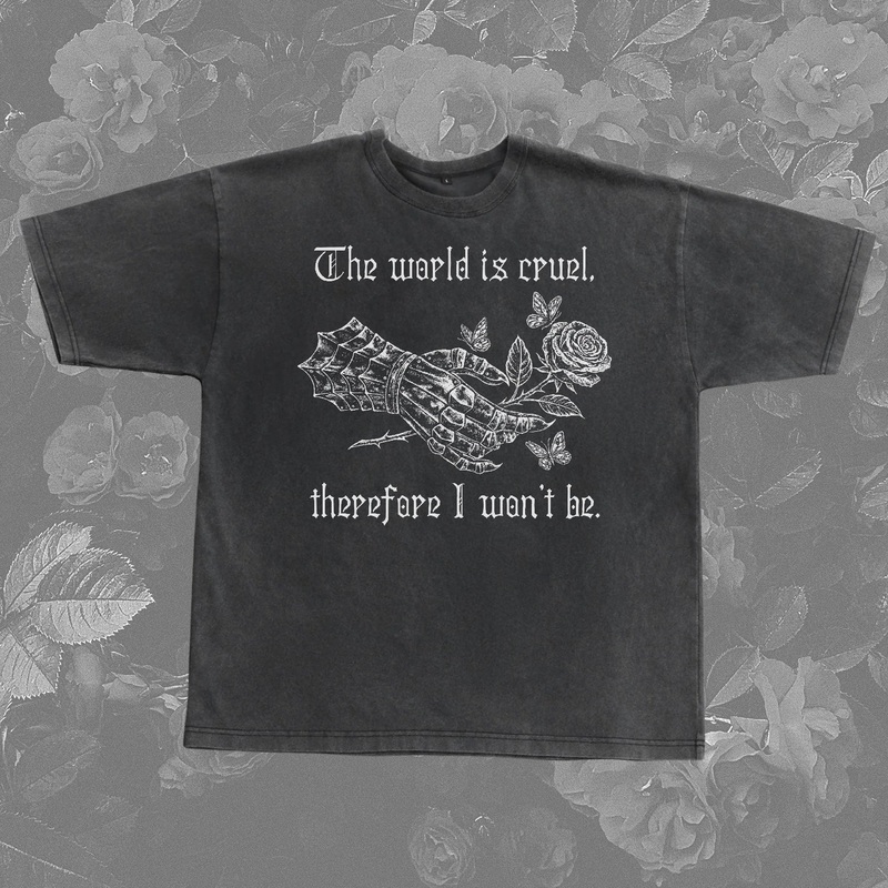 Cruel World Oversized Tee|S|M|L|XL|2XL|3XL|4XL|Black|Vintage Wash