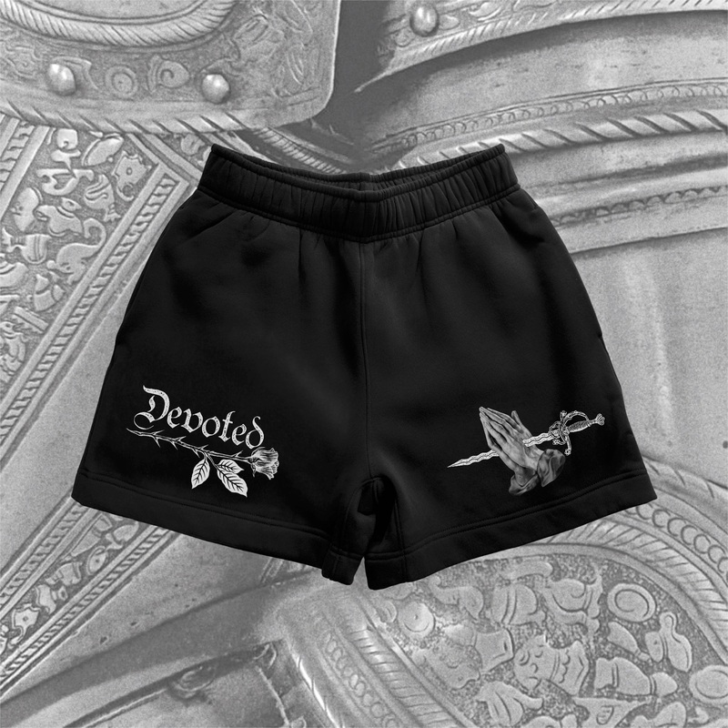 Devoted Relaxed Track Shorts|S|M|L|XL|2XL|3XL|Black|Vintage Wash