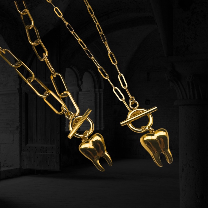 Gold Wisdom Tooth Necklace|Thinner Chain|Chunky Chain|15"|17"