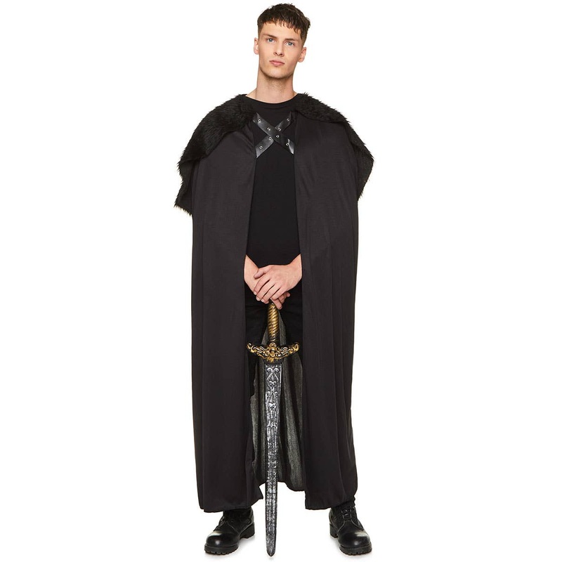 Medieval Black Fur Adults Costume Cape