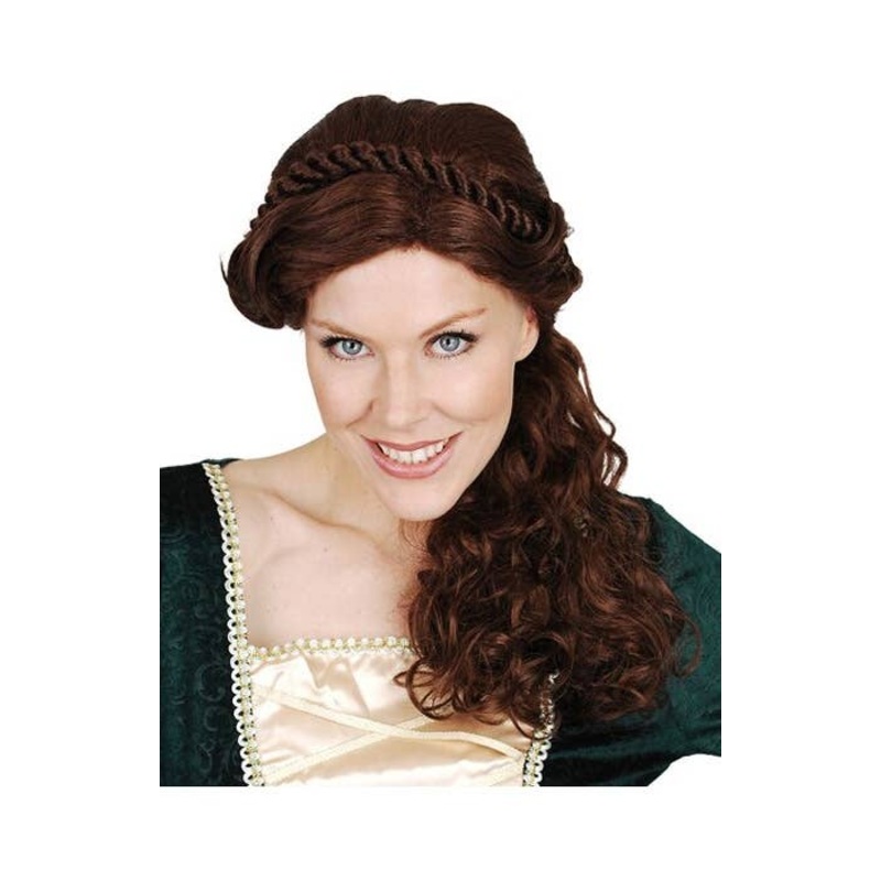 Medieval Womens Brown Deluxe Mary Wig With Braids