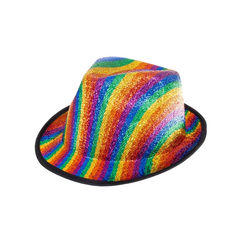 Metallic Rainbow Mardi Gras Fedora Costume Hat