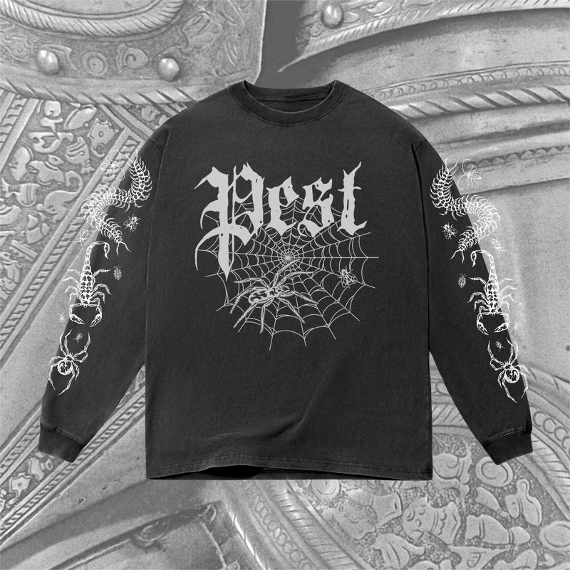 Pest Oversized Long Sleeve|S|M|L|XL|2XL|3XL|Black|Vintage Wash