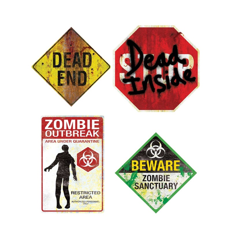 Set of 4 Small Magnetic Halloween Sign Decorations