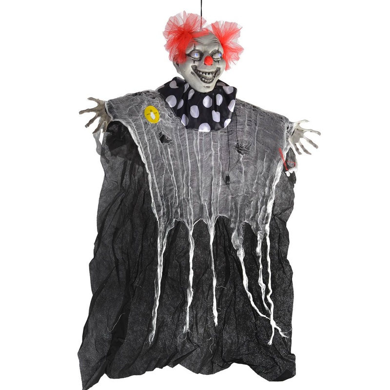 Light Up Eyes Evil Hanging Clown Halloween Decoration