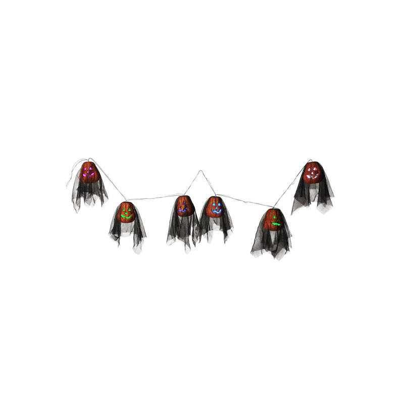 Light Up Jack-O-Lantern Garland Halloween Decoration