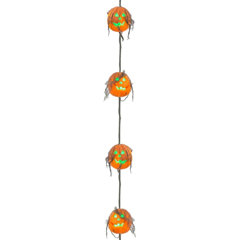 Light Up Mini Pumpkin Hanging Garland Halloween Decoration