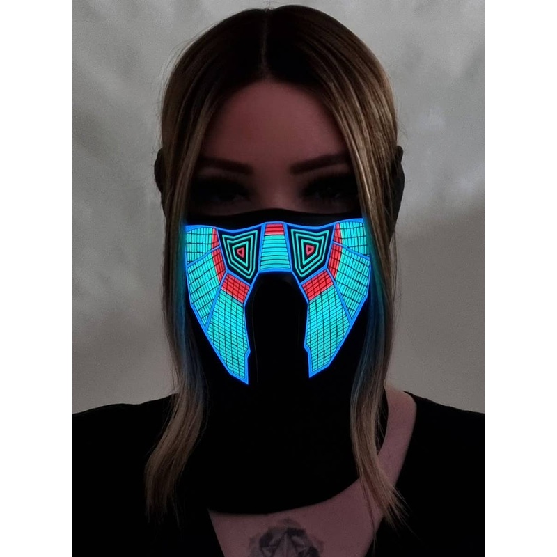 Sound Activated Tribal Wave Pattern Light Up Mask