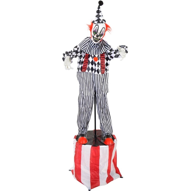 Animated Evil Circus Clown Standing Halloween Decoration