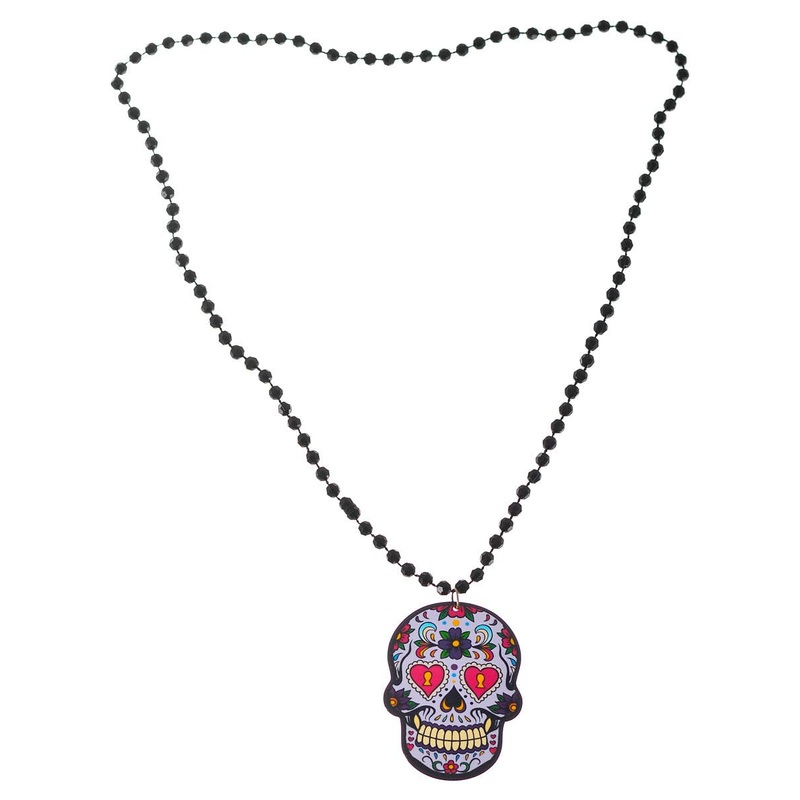 Day of the Dead Lavender Sugar Skull Necklace Costume Jewellery