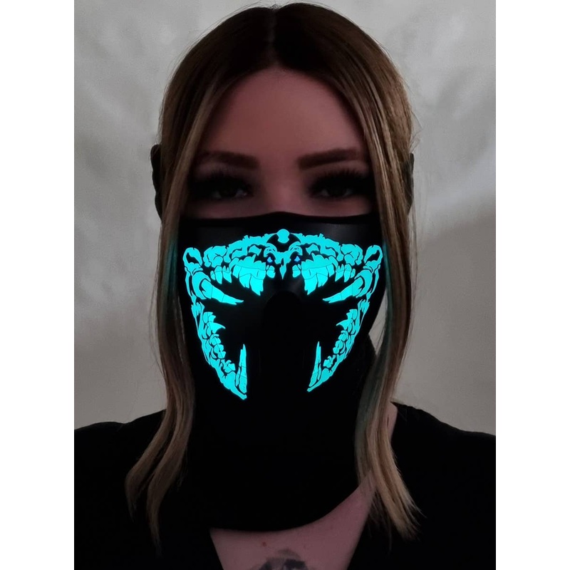 Sound Activated Monster Green and Yellow Teeth Light Up Mask