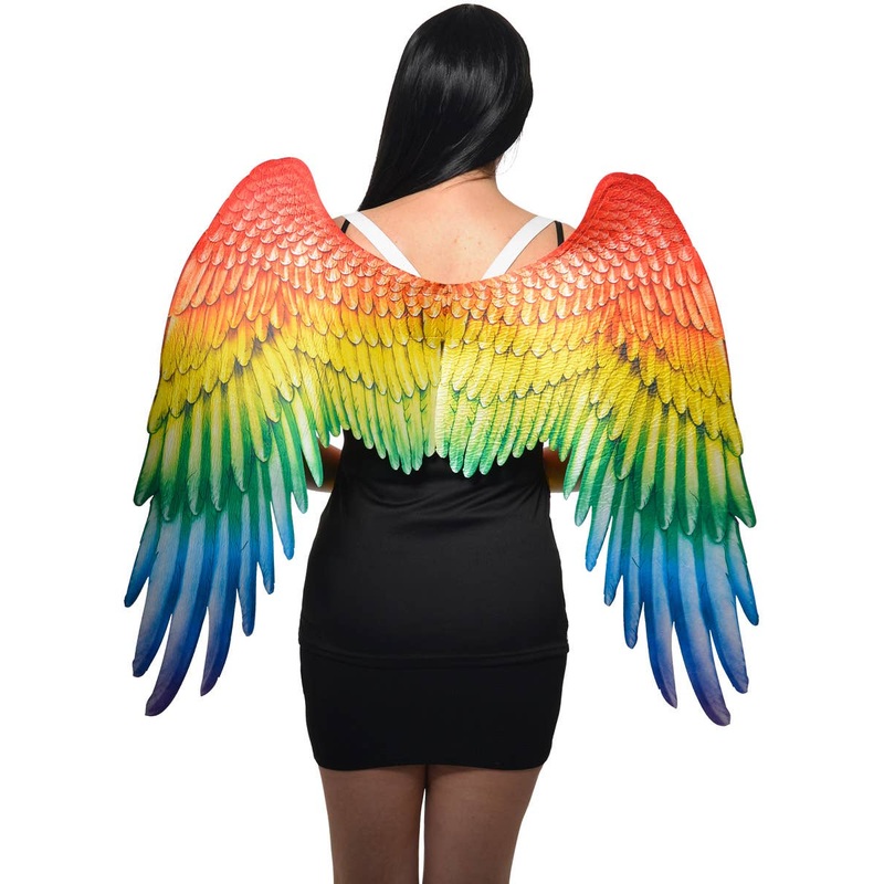 Rainbow Feather Printed Large Costume Wings