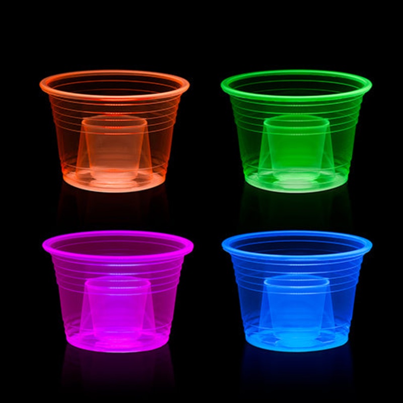 ASSORTED NEON SOFT BOMBER CUPS 3 OZ.  20 CT.