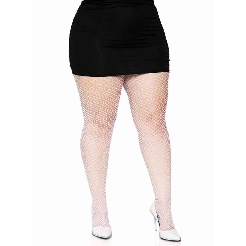 Industrial Net Plus Size White Spandex Pantyhose