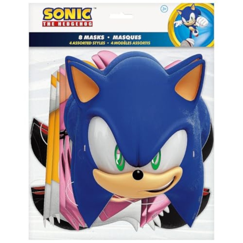 Unique Sonic the Hedgehog Paper Party Masks - (8 Count)