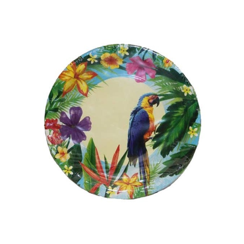 Hawaiian Parrot Party Plates - 10 Pack