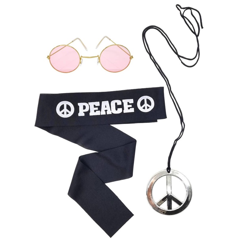 Peace Hippie 3 Piece 1970s Costume Accessory Set