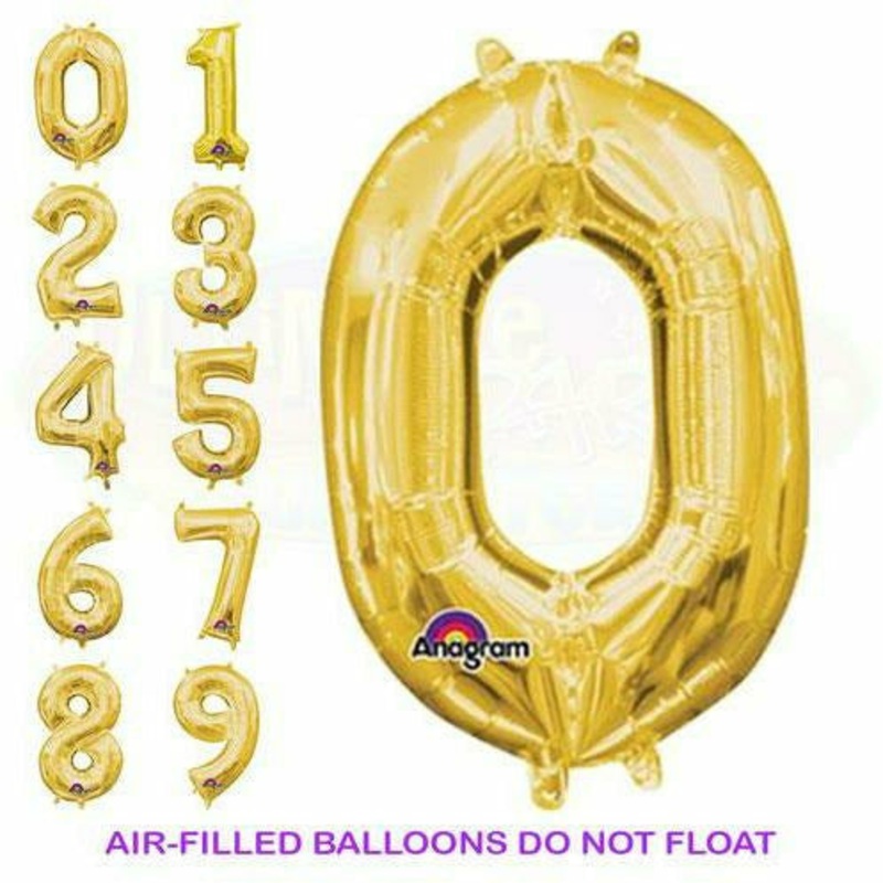 14 Gold Number Air-Filled Mylar Balloon Kaleidoscope