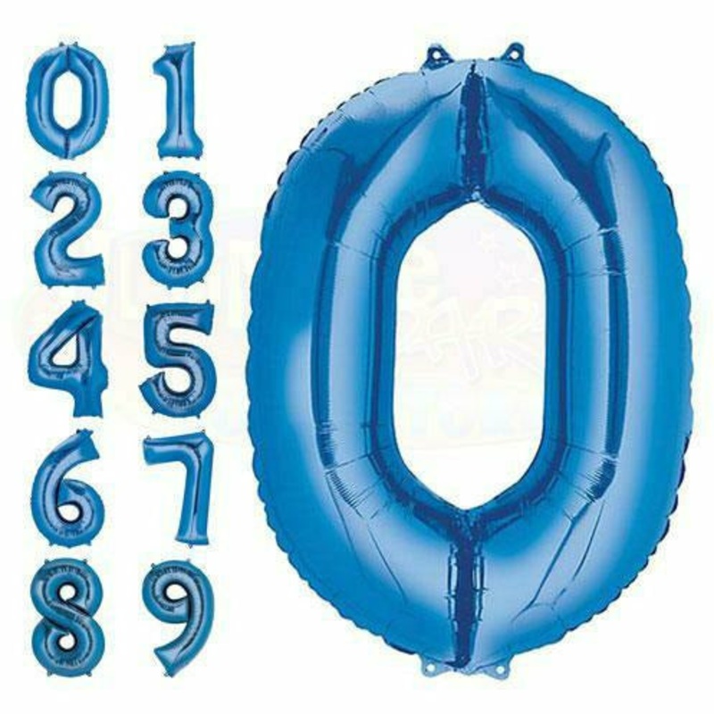 34 Blue Number Mylar Balloon - Blue