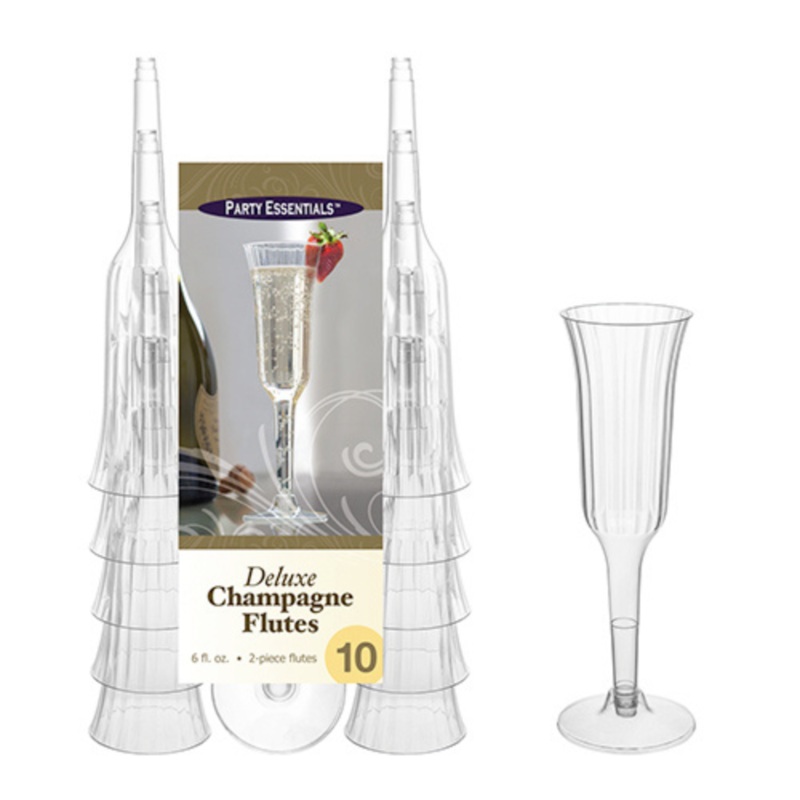 6 OZ. 2 PC. DELUXE CHAMPAGNE FLUTES CLEAR  10 CT.