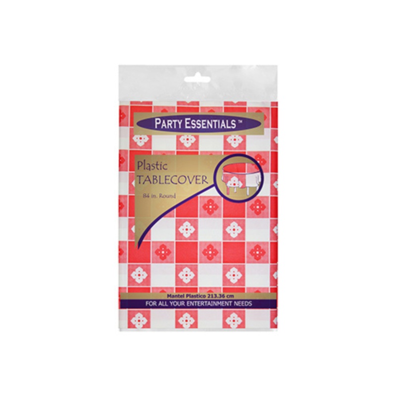 84 ROUND TABLE COVERS  RED GINGHAM