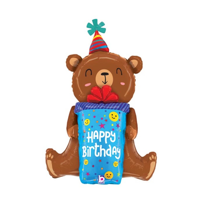 96 34PKG HBD SMILEY GIFT BEAR SITTING SHAP