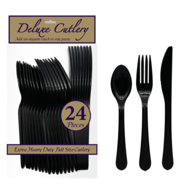 COMBO CUTLERY EXTRA HEAVY DUTY  BLACK 24 CT.