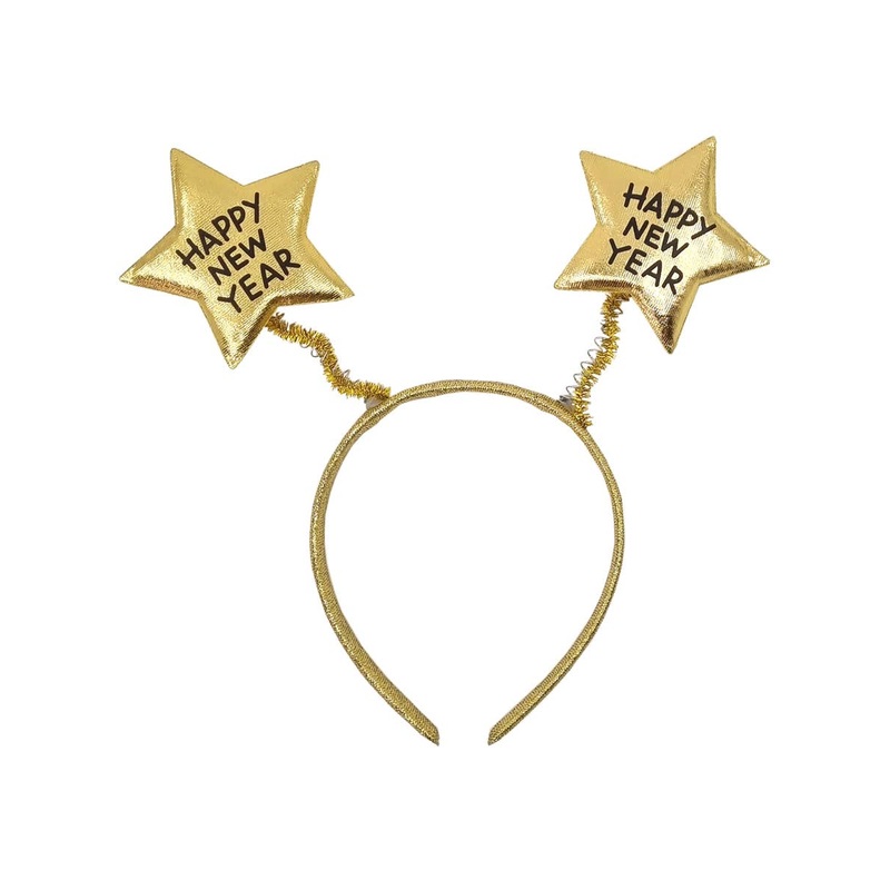 Plush Gold Happy New Year Head Bopper Headband