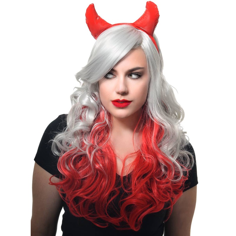 Plush Red Vinyl Devil Horns Halloween Costume Headband