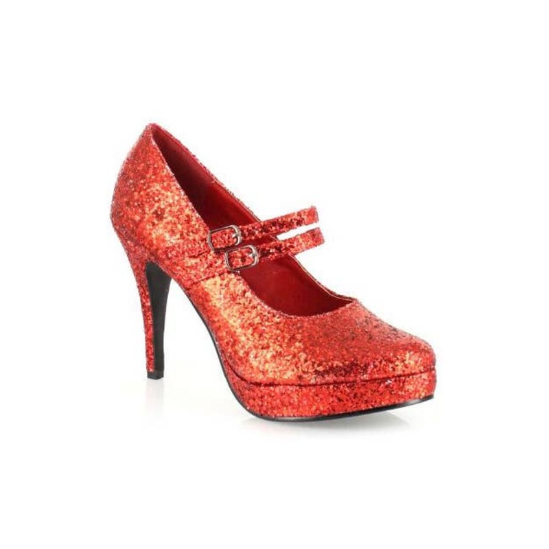 Glitter Red Jane 4 Double Strap High Heel Costume Shoes