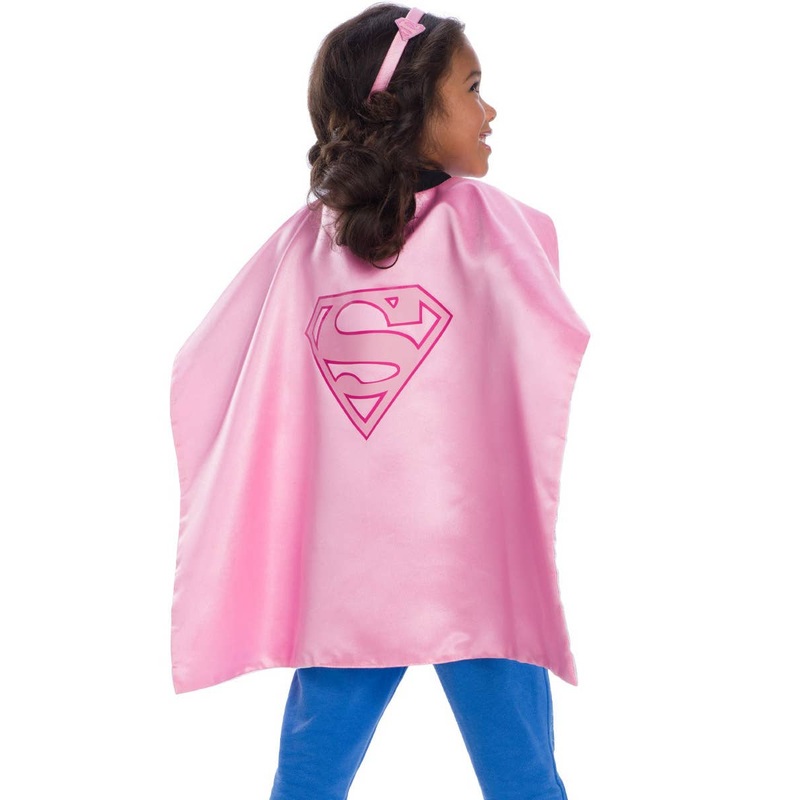 Supergirl Girls Pink Costume Cape and Headband