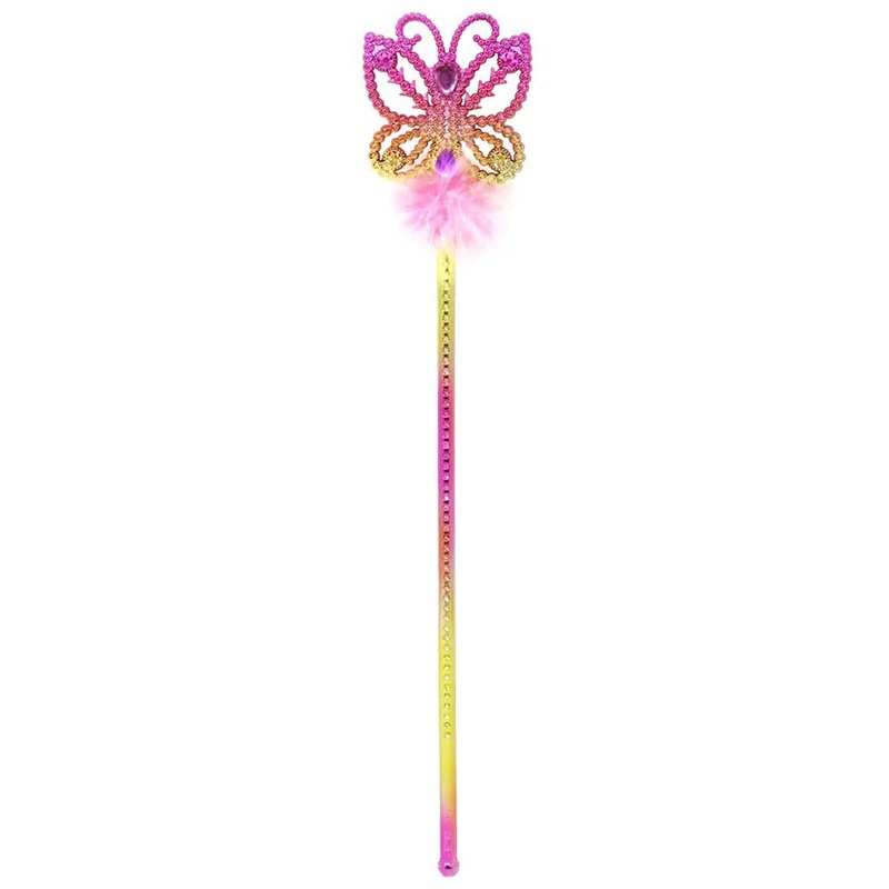 Rainbow Butterfly Girls Costume Wand with Feathers