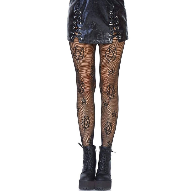 Occult Symbol Pattern Womens Fishnet Stockings
