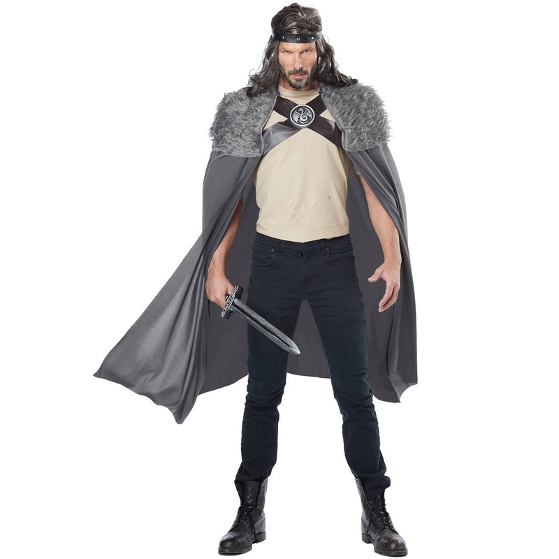 Dragon Master Adults Grey Fur Costume Cape